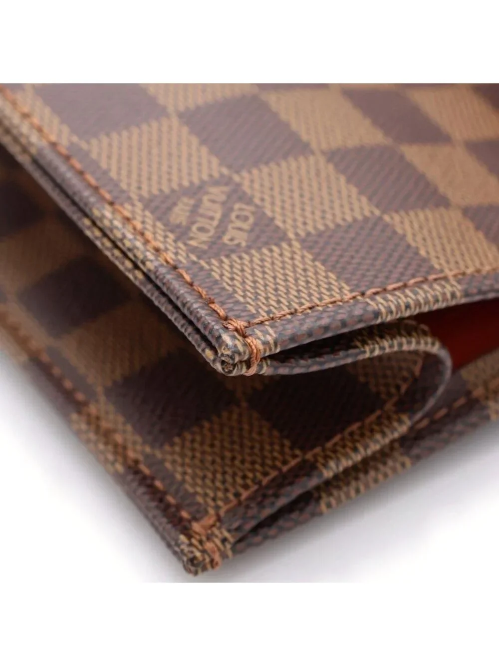 Louis Vuitton Damier Sac Plat Leather Hand Tote Brown
